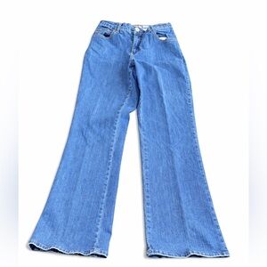 Soft Surroundings Blue Denim Flare Jeans High Rise Wide Leg Vintage Style Size M